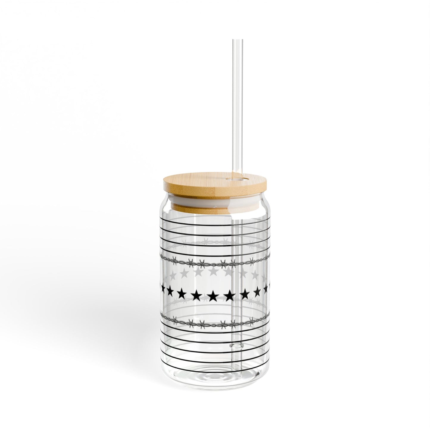 Edgy Barbwire Stars Glass Cup - 16oz