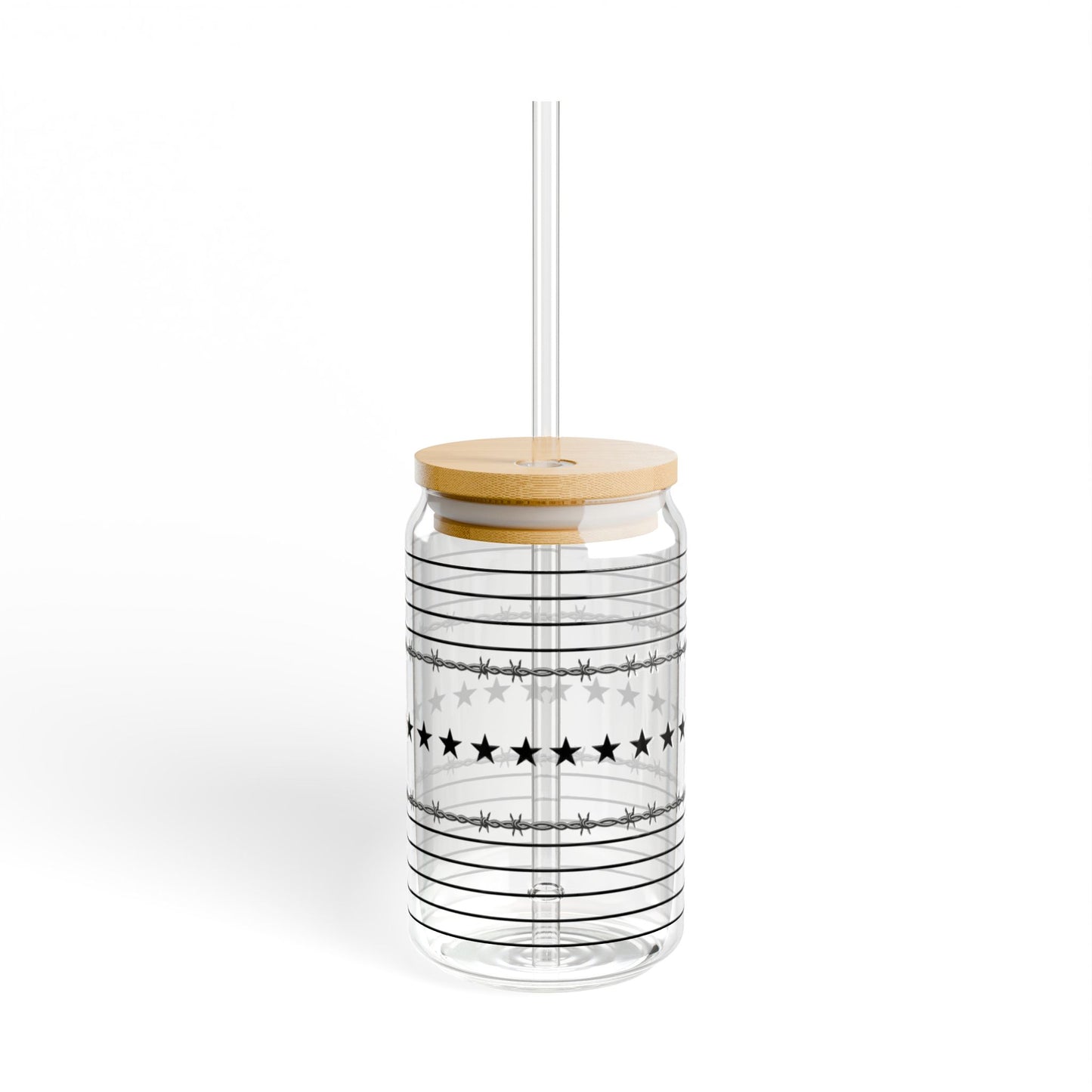 Edgy Barbwire Stars Glass Cup - 16oz