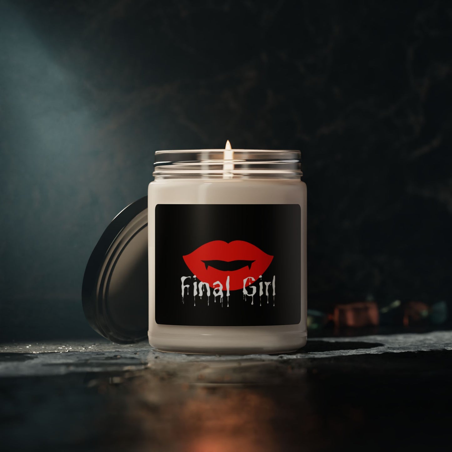 Soy Candle - Gothic Vampire Lips and Bloody Font Design